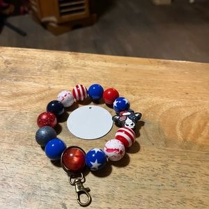 Patriotic Cow wristlet key chain